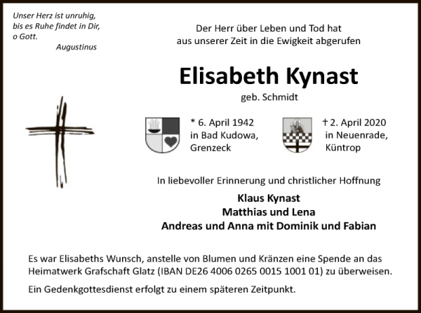 Traueranzeige für Elisabeth Kynast